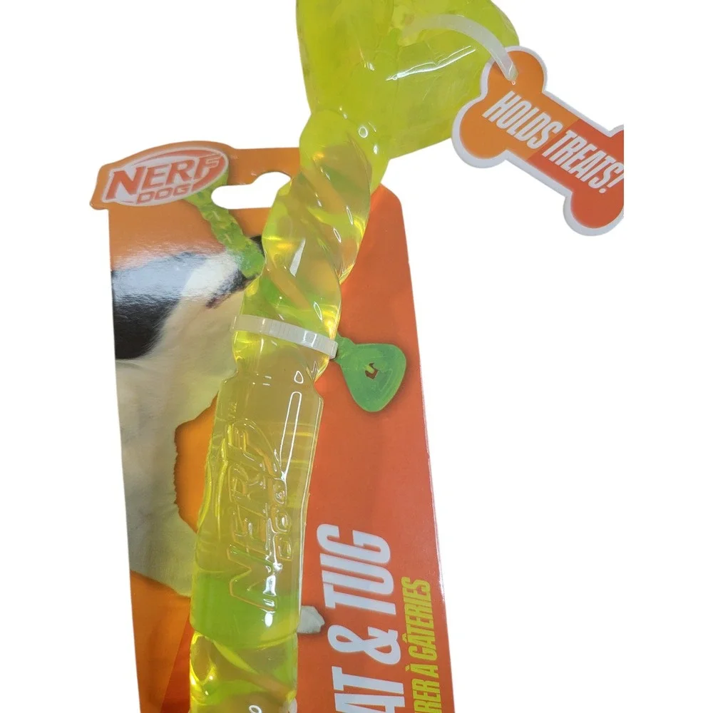 Nerf Dog Treat & Tug Toy Pet One Size Neon Yellow New‎ Durable Interactive 11